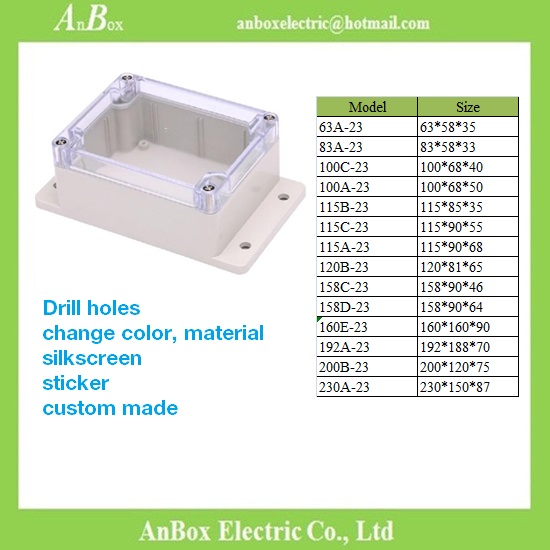 125*125*75mm ip66 electrical clear plastic case