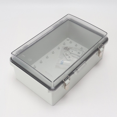 China 275x175x110mm / 10.82&quot;x6.89&quot;x4.33&quot; Hinged Lid Junction Box Solid Gray Lid ABS Plastic supplier