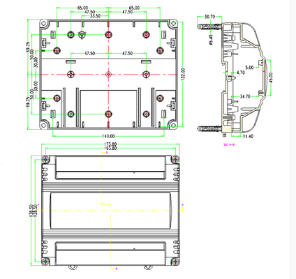 174*139*57mm Plastic Control Box PLC Enclosure Din Rail ABS Fireproof DIY PCB Shell supplier