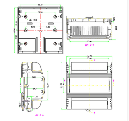 108*112*56mm Din Rail Enclosure For Electronic Diy Fireproof Plastic Housing Distribution Box supplier