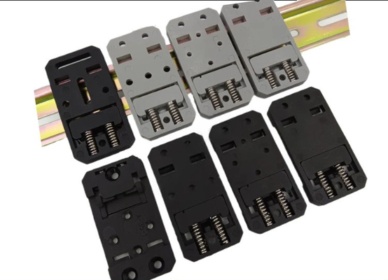35mm Wide 67.5mm Long Nylon PA66 DIN Rail Clips Mount Holder  A-35-2 In Black and Grey Color supplier